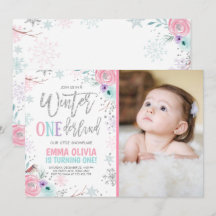 Winter ONEderland Pink Silver Foto 1. Geburtstag