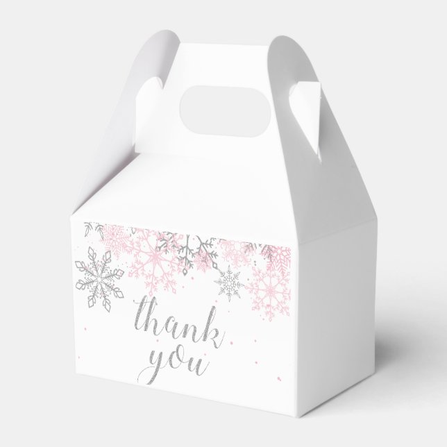 Winter Onederland Pink Silver Schneeflocke Vielen  Geschenkschachtel (Vorderseite)