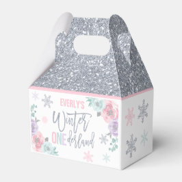 Winter ONEderland Pink Silver Snowflake Party Geschenkschachtel