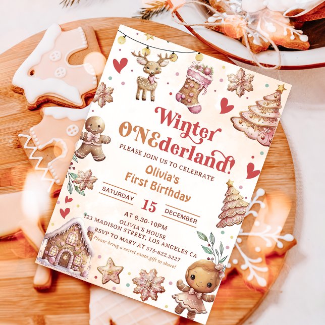 Winter Onederland Pink Weihnachts-Cookie Einladung (Von Creator hochgeladen)