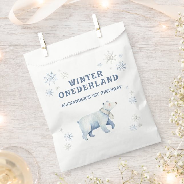 Winter Onederland Polar Bear 1. Geburtstag Geschenktütchen (Ausgeschnitten)