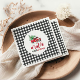 Winter Onederland Red Truck Erster Geburtstag Serviette