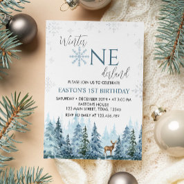 Winter Onederland Reindeer zum Geburtstag Einladun Einladung