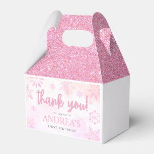 Winter ONEderland Rosa Glitzer Schneeflocke 1st Bd Geschenkschachtel