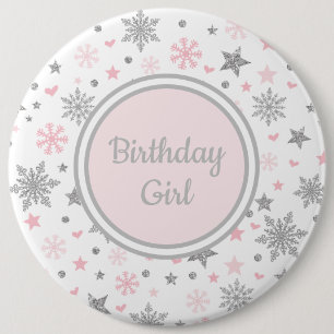 Winter ONEderland rosa silberner Button
