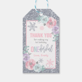 Winter ONEderland Rosa und Silver Birthday Gefalle Geschenkanhänger
