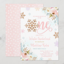 Winter ONEderland Rose Goldener Rosa Geburtstag Einladung
