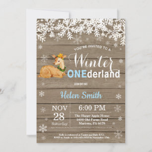 Winter Onederland Rustic Deer Junge 1. Geburtstag Einladung