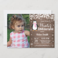 Winter Onederland Rustikales Pinguin Girl 1. Gebur