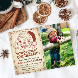 Winter Onederland Santa Retro Weihnachts-Foto Einladung