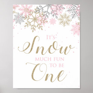 Winter Onederland Schnee viel Spaß, ein Zeichen zu Poster