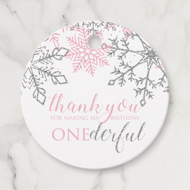 Winter Onederland-Schneeflocken-Fan-Tags Geschenkanhänger (Vorderseite)