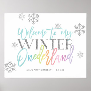 Winter ONEderland Silver Rainbow Begrüßungszeichen Poster