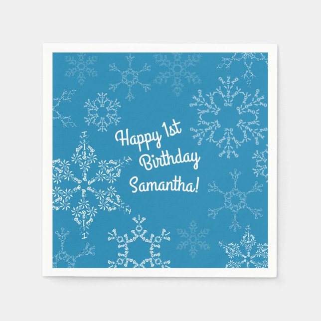 Winter Onederland Snowflake 1. Geburtstag Party Ki Serviette (Vorderseite)
