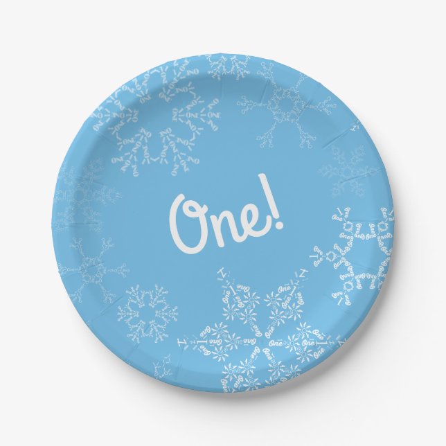 Winter Onederland Snowflake 1. Geburtstag Party Pappteller (Vorderseite)