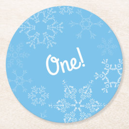 Winter Onederland Snowflake 1. Geburtstag Party Runder Pappuntersetzer
