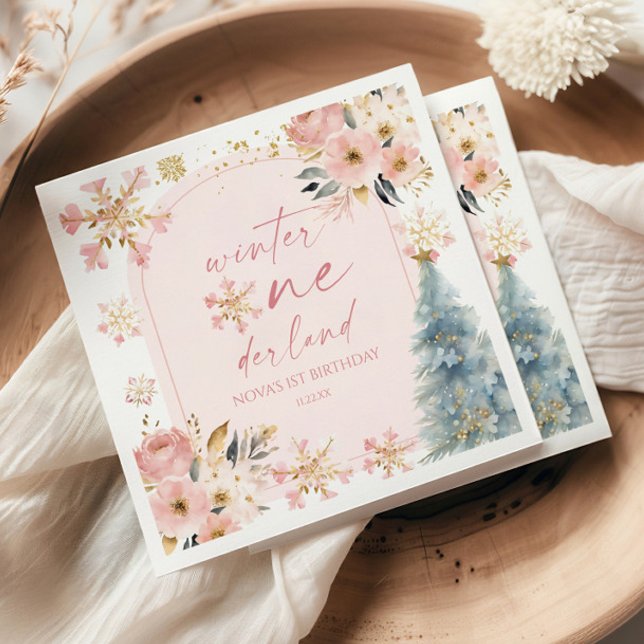 Winter Onederland Snowflake 1. Geburtstag Party Serviette (Von Creator hochgeladen)