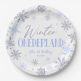 Winter ONEderland Snowflake 1st Birthday Party Pappteller