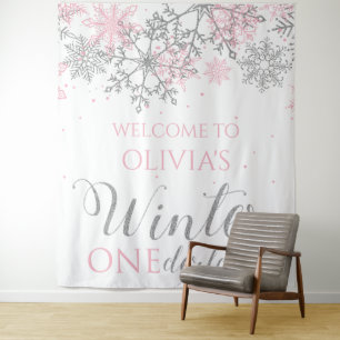 Winter ONEderland Snowflake Begrüßungszeichen Wandteppich