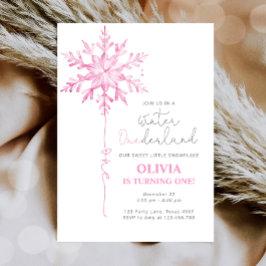 Winter ONEderland Snowflake Girl Erster Geburtstag Einladung