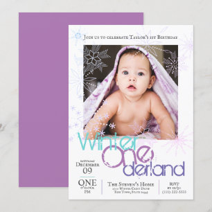 Winter Onederland Snowflakes Baby's 1. Geburtstag Einladung