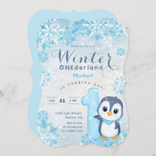 Winter Onederland Snowflakes Blue Boy 1. Geburtsta