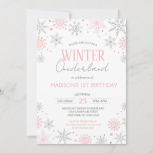 Winter Onederland Snowflakes Erster Geburtstag Einladung
