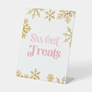 Winter Onederland Süße Leckereien Rosa Gold Sockelschild