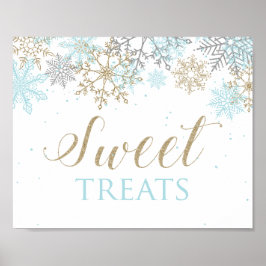 Winter Onederland Süße Leckereien signieren Blaues Poster