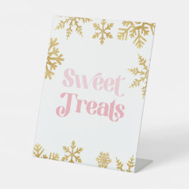 Winter Onederland Sweet Leckereien Pink Gold Sockelschild