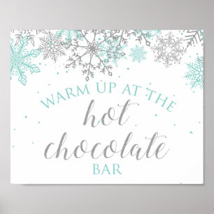 Winter Onederland Türkis + Silber Heiße Schokolade Poster