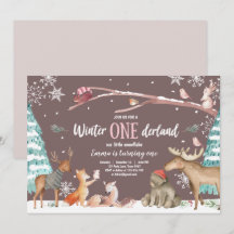 Winter ONEderland Wald Rosa Geburtstag