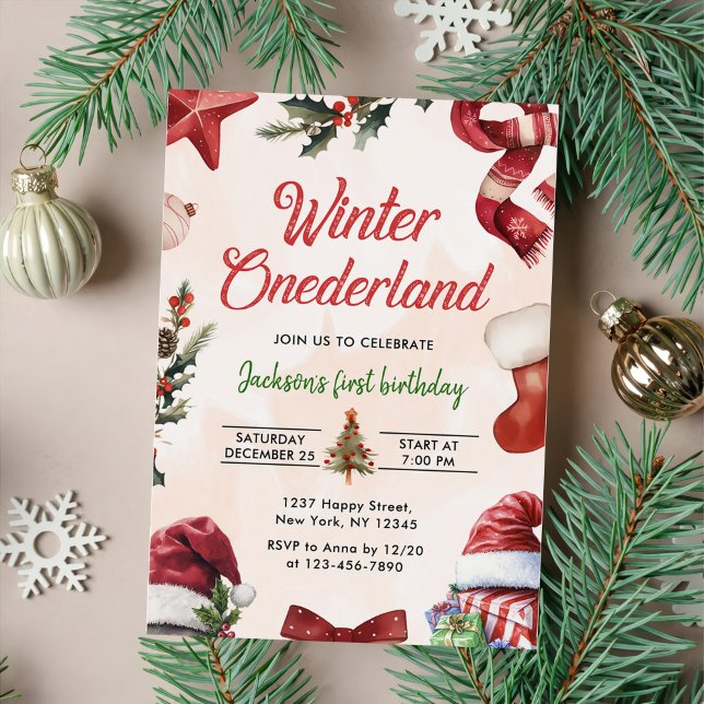 Winter ONEderland Weihnachten Winter Erster Geburt Einladung (Von Creator hochgeladen)