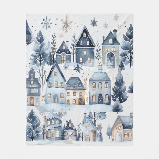 Winter Onederland Weihnachtshäuser Geburtstag Fleecedecke (Vorderseite)