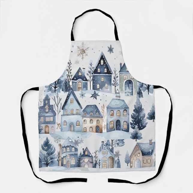 Winter Onederland Weihnachtshäuser Geburtstag Schürze (Vorderseite)
