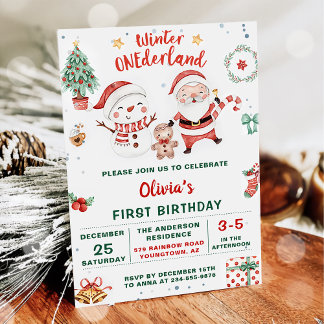 Winter Onederland Weihnachtsschneemann Geburtstag Einladung