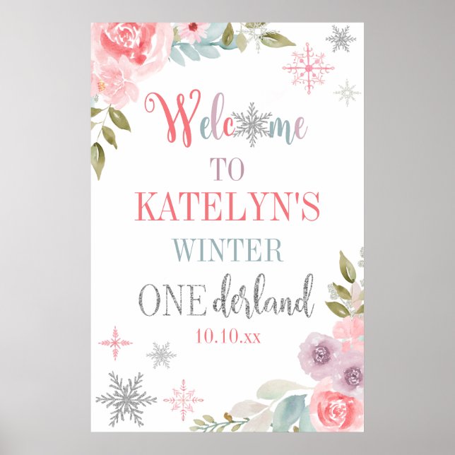 Winter Onederland Welcome Sign Poster (Vorne)