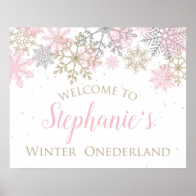 Winter Onederland Welcome Sign Poster (Vorne)