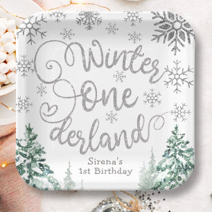 Winter ONEderland Winterwald 1. Geburtstag Pappteller