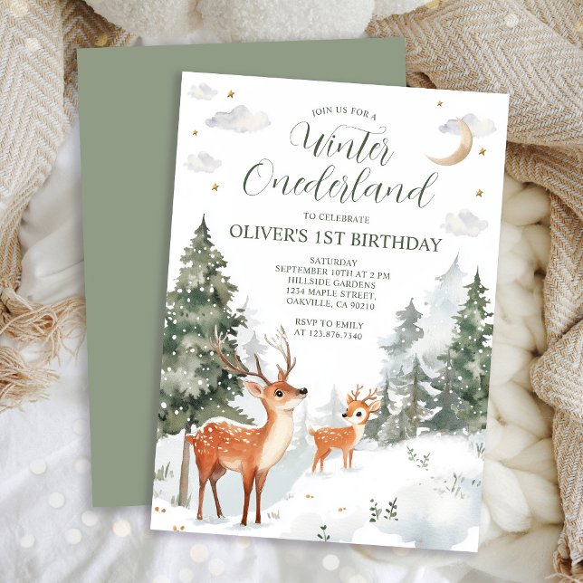 Winter Onederland Woodland 1. Geburtstag Einladung (Von Creator hochgeladen)