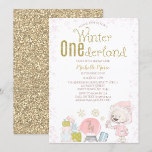 Winter Onederland Woodland 1. Geburtstag Einladung