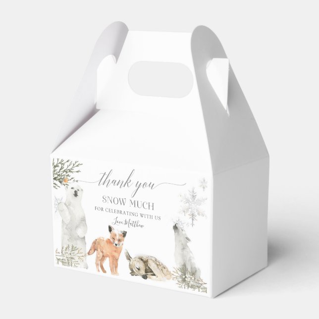 Winter Onederland Woodland Animal Geburtstag Geschenkschachtel (Vorderseite)