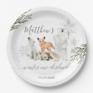 Winter Onederland Woodland Animal Geburtstag Pappteller