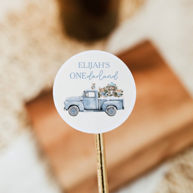 Winter Onederland Woodland Animals 1st Birthday Runder Aufkleber (Von Creator hochgeladen)