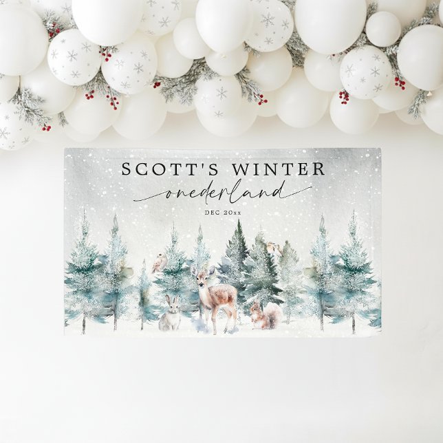Winter ONEderland Woodland Forest 1st Birthday Banner (Von Creator hochgeladen)