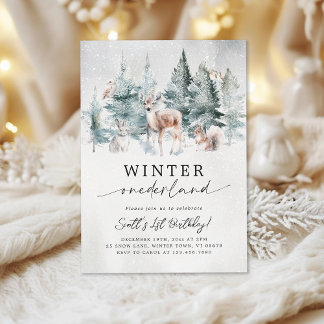Winter ONEderland Woodland Forest 1st Birthday Einladung