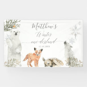 Winter Onederland Woodland Tier Geburtstag Groß Banner