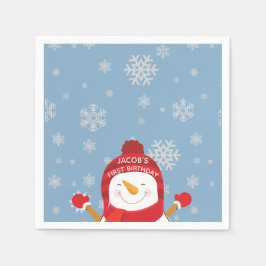 Winter Onederland zum ersten Geburtstag blau und s Serviette