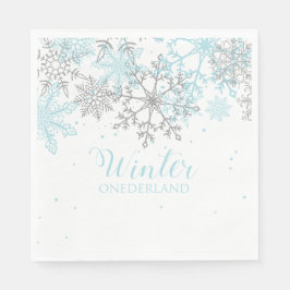 Winter Onederland zum ersten Geburtstag blau und s Serviette