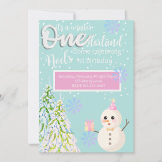 Winter Onederland zum ersten Geburtstag Einladung